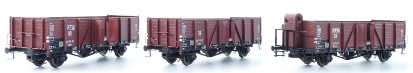 Exact-Train EX20153 - H0 - 3-tlg. Set Offene Güterwagen OPW, DR, Ep. III